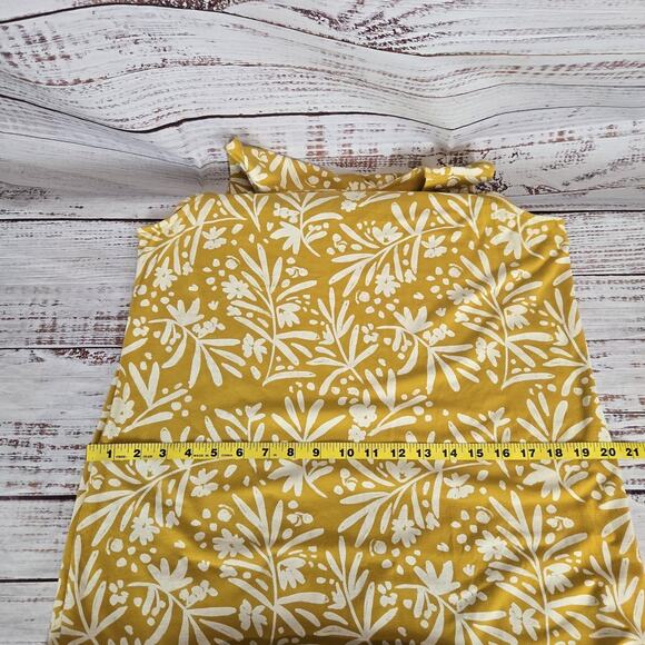 Garnet Hill Midi Dress Sz L Yellow Floral Sleeveless Tencel Spandex Flowy Slits - Picture 11 of 13